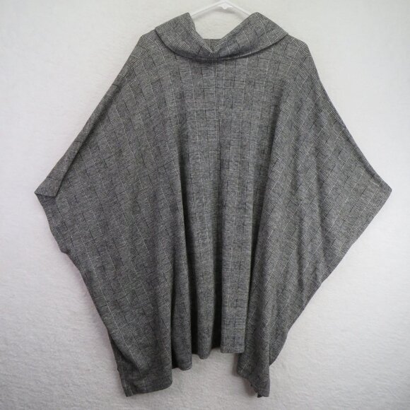 Lane Bryant Poncho Sweater Womens 18/20 Gray Glen Plaid Cowl Neck Pullover Plus - Picture 3 of 7
